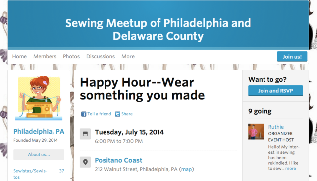 Sewing Meetup Philadelphia and Delaware County Sewista